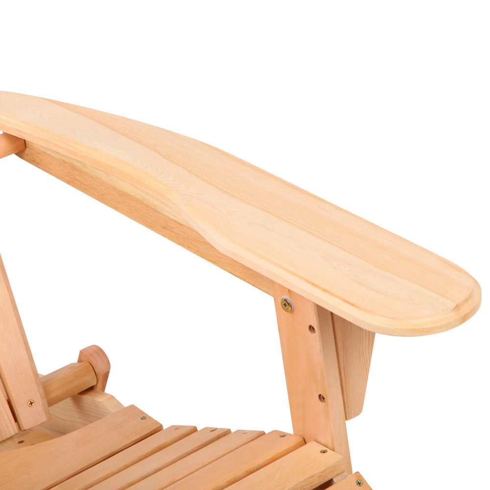 Gardeon 3PC Adirondack Outdoor Table and Chairs? Wooden Sun Lounge Beach Patio Natural - TRENDZ