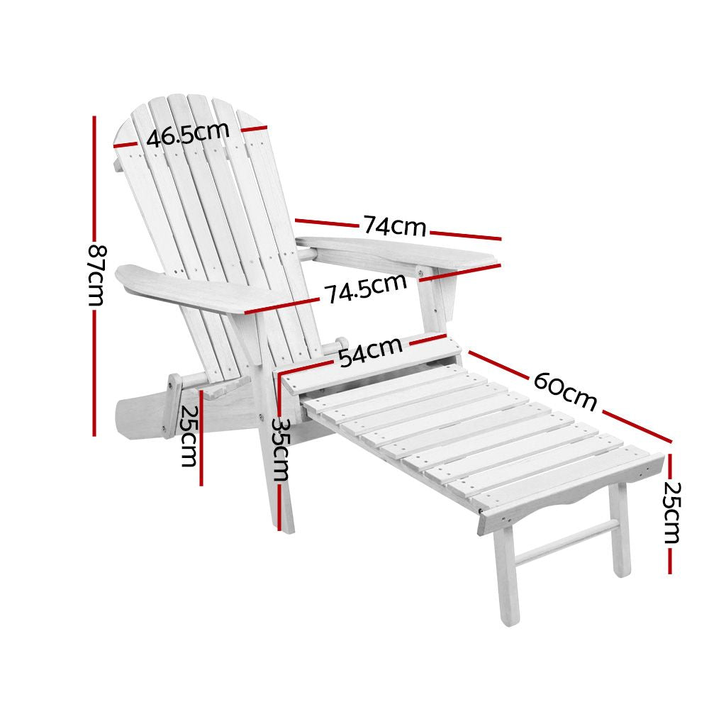 Gardeon 2PC Adirondack Outdoor Chairs Wood Foldable Sun Lounge Patio Furniture - TRENDZ