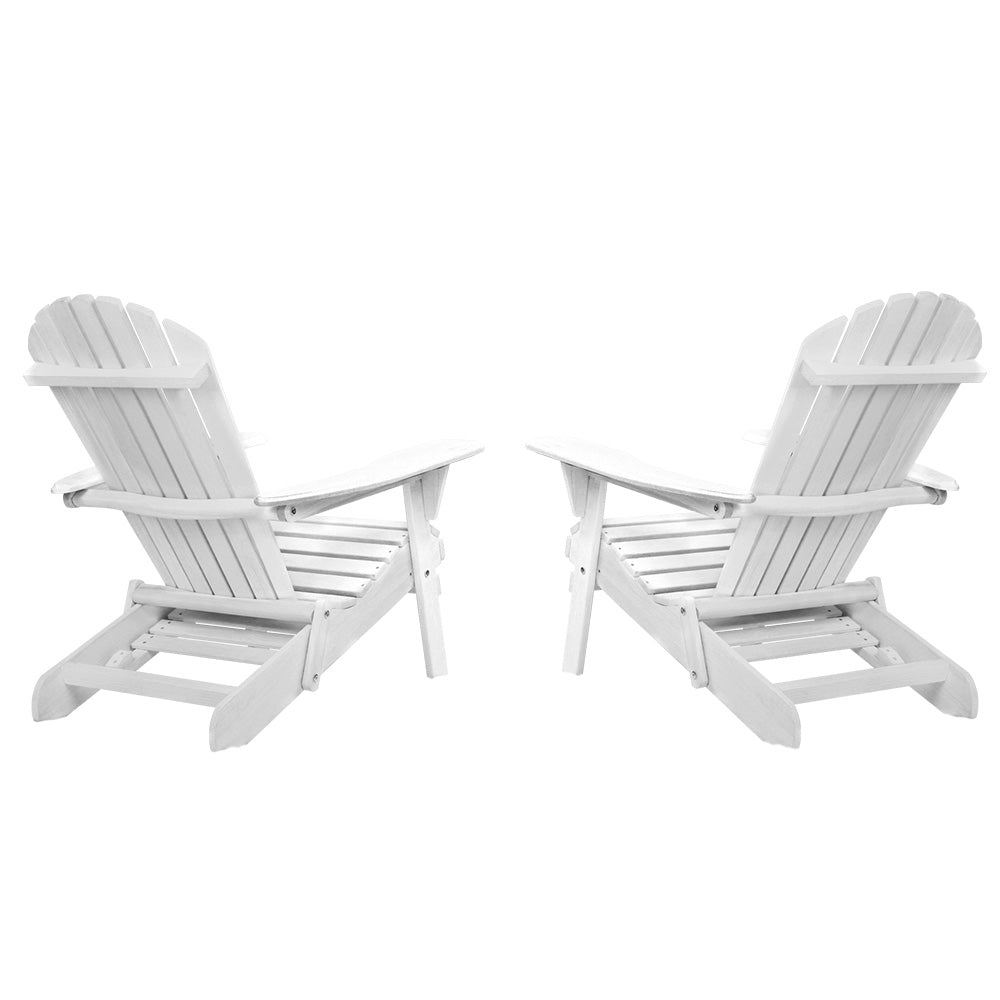 Gardeon 2PC Adirondack Outdoor Chairs Wood Foldable Sun Lounge Patio Furniture - TRENDZ