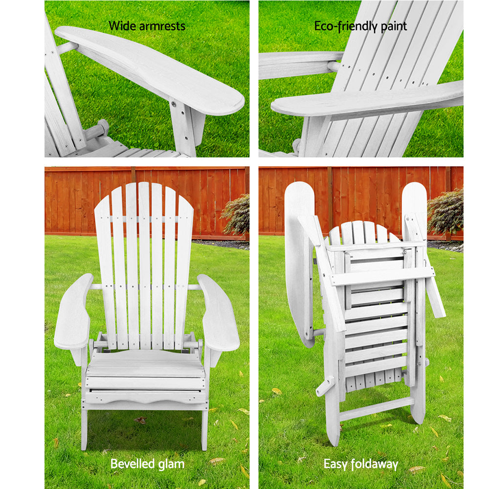 Gardeon 2PC Adirondack Outdoor Chairs Wood Foldable Sun Lounge Patio Furniture - TRENDZ