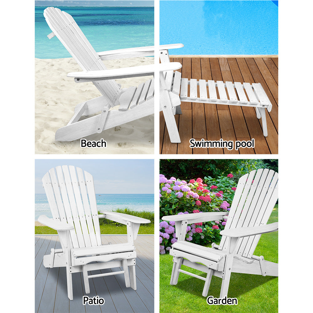 Gardeon 2PC Adirondack Outdoor Chairs Wood Foldable Sun Lounge Patio Furniture - TRENDZ
