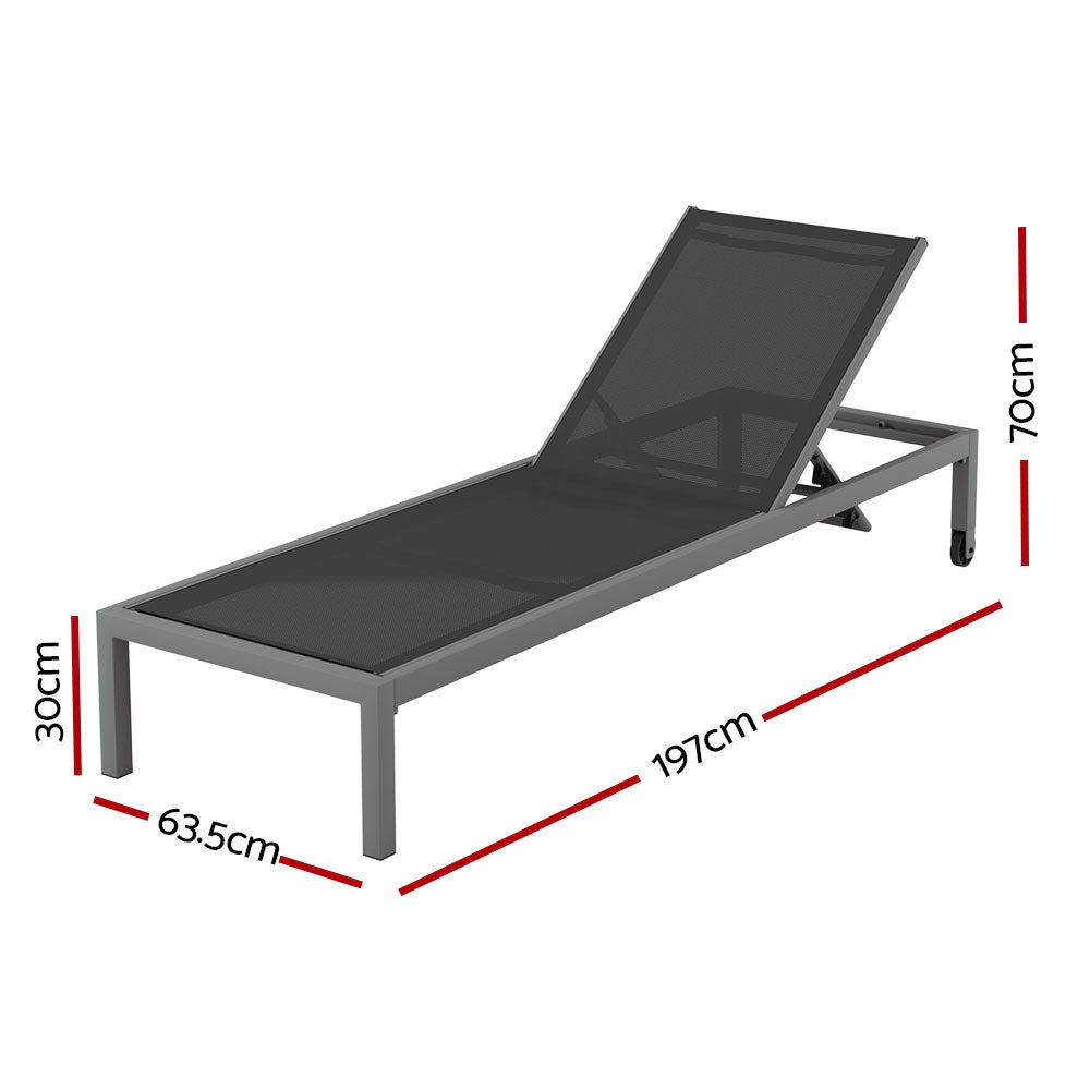 Gardeon Sun Lounge Outdoor Lounger Aluminium Folding Beach Chair Wheels Patio - TRENDZ