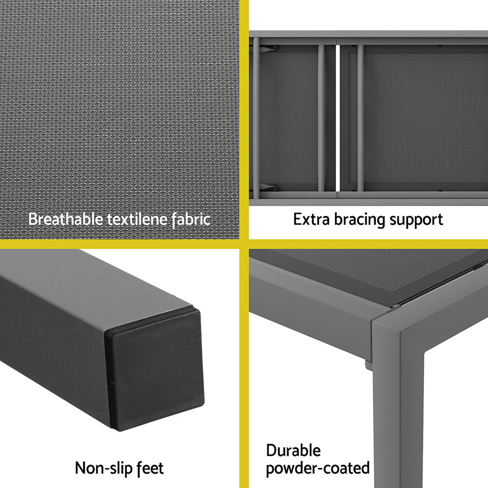 Gardeon Sun Lounge Outdoor Lounger Aluminium Folding Beach Chair Wheels Patio - TRENDZ