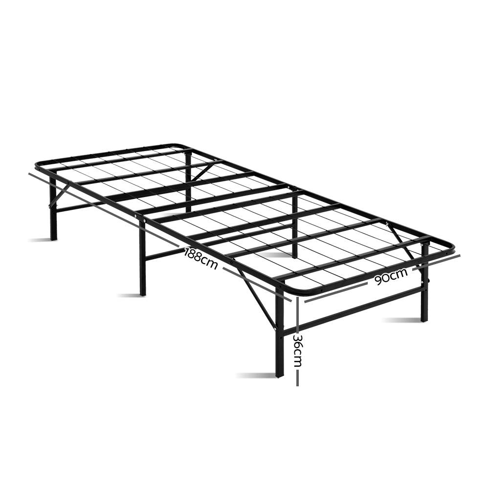 Artiss Folding Bed Frame Metal Base - Single - TRENDZ