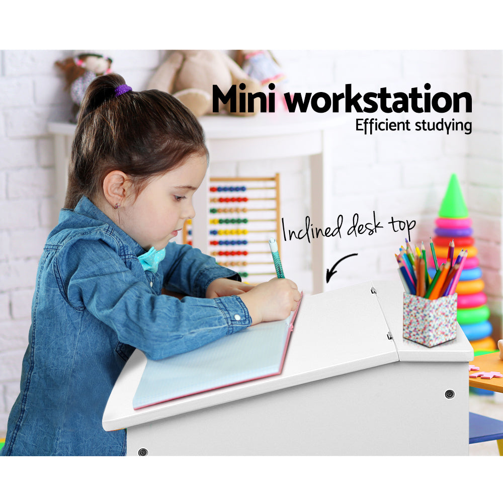 Keezi 2PCS Kids Table and Chairs Set Activity Children Playing Toys Study Desk - TRENDZ