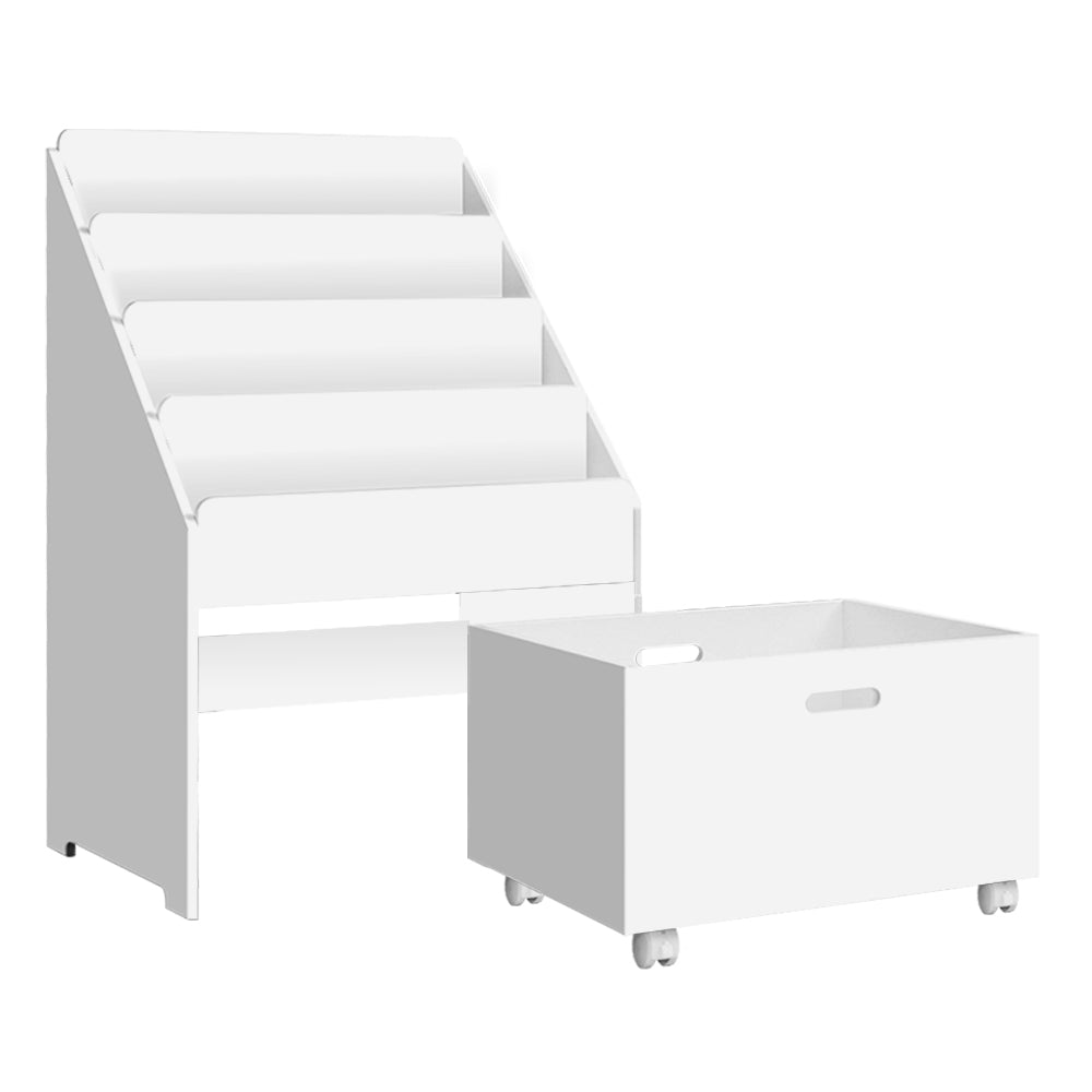 Keezi 4 Tiers Kids Bookshelf Storage Organiser Children Bookcase Drawers Display - TRENDZ