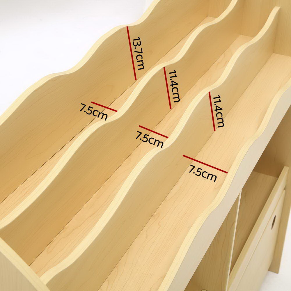 Keezi 3 Tiers Kids Bookshelf Storage Children Bookcase Toy Box Organiser Display - TRENDZ