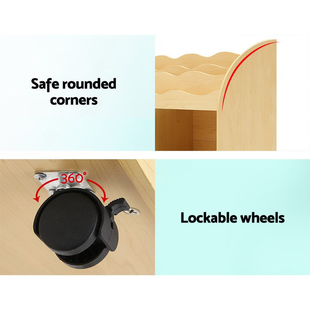 Keezi 3 Tiers Kids Bookshelf Storage Children Bookcase Toy Box Organiser Display - TRENDZ