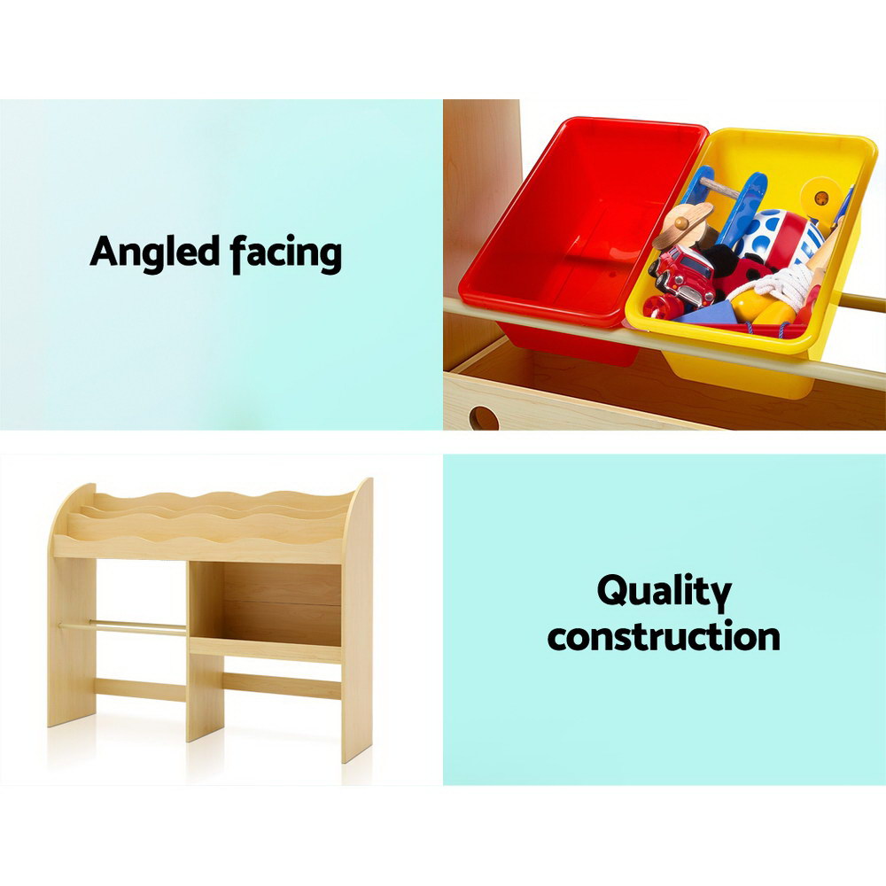 Keezi 3 Tiers Kids Bookshelf Storage Children Bookcase Toy Box Organiser Display - TRENDZ