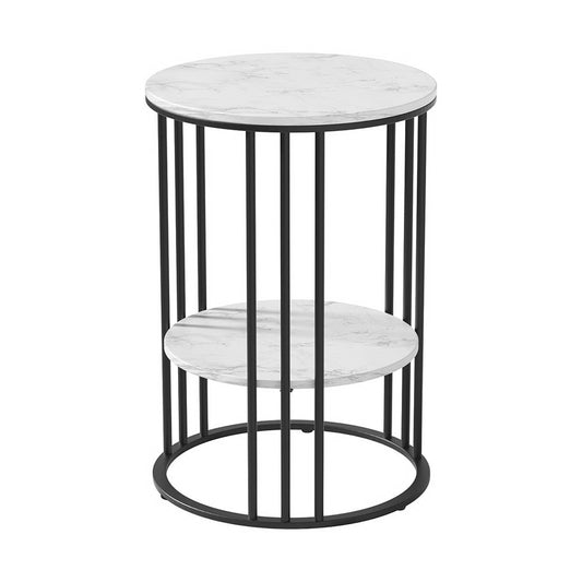 Artiss Coffee Table 2-Tier Round Marble Effect - TRENDZ