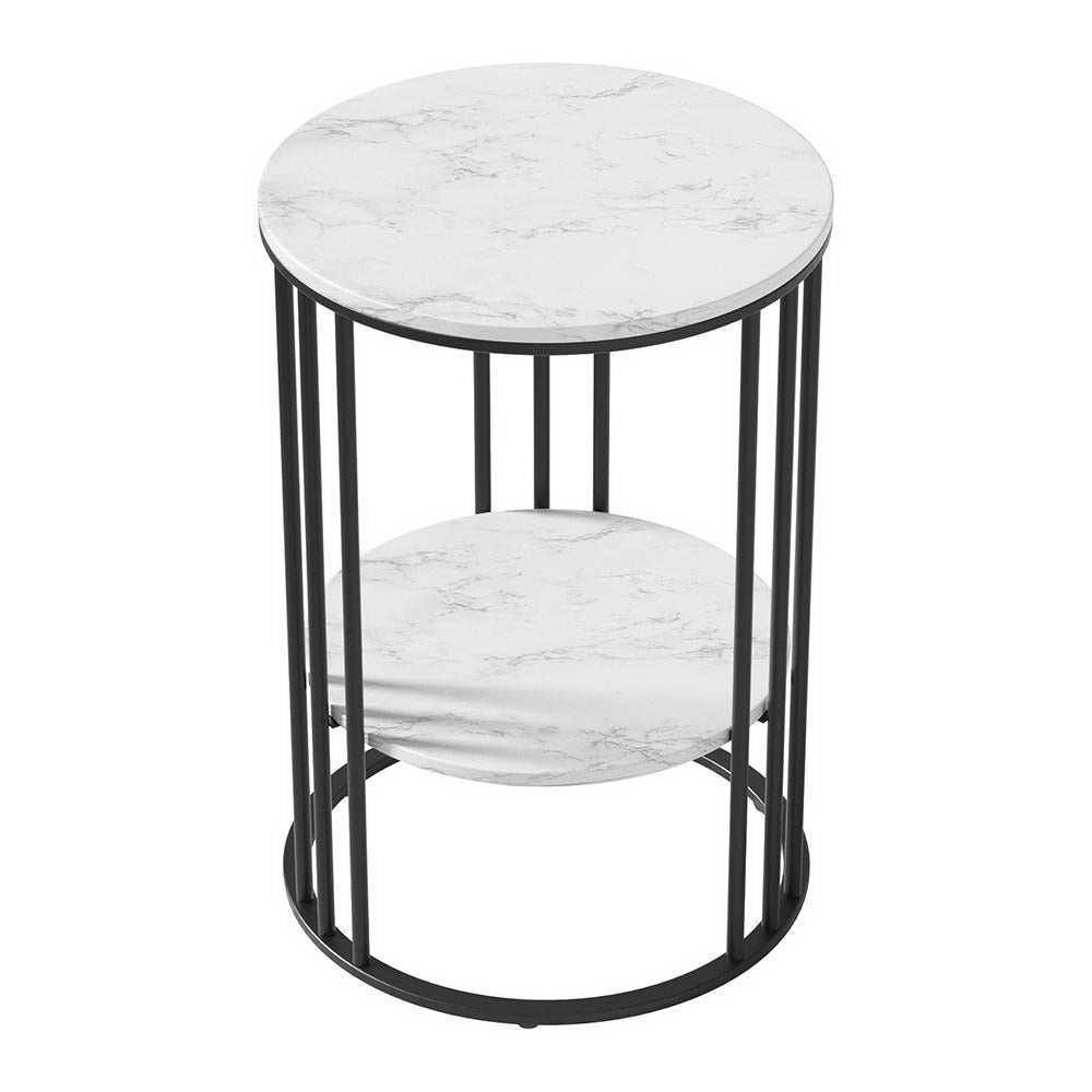 Artiss Coffee Table 2-Tier Round Marble Effect - TRENDZ