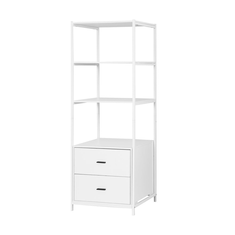 Artiss Bookshelf Display Shelf 2 Drawers 152CM White - TRENDZ