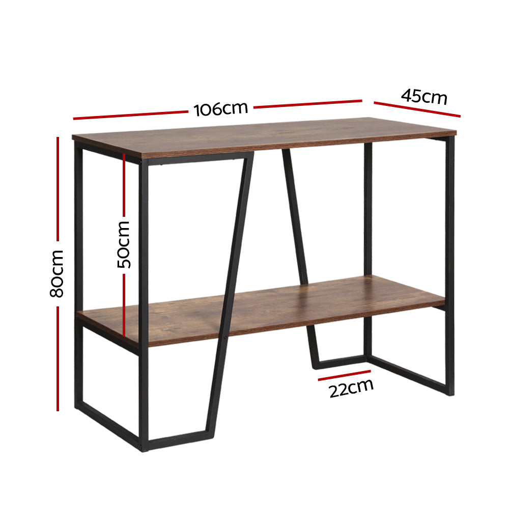 Artiss Console Table 106CM 2-tier Walnut Cora - TRENDZ