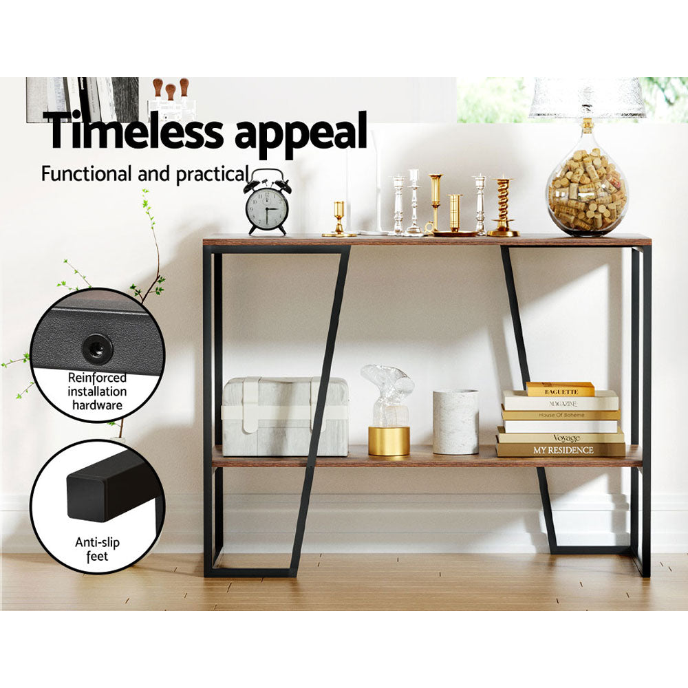 Artiss Console Table 106CM 2-tier Walnut Cora - TRENDZ