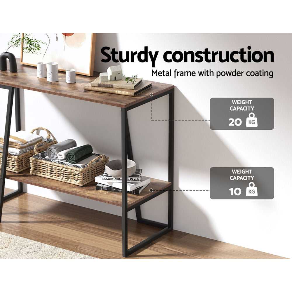 Artiss Console Table 106CM 2-tier Walnut Cora - TRENDZ