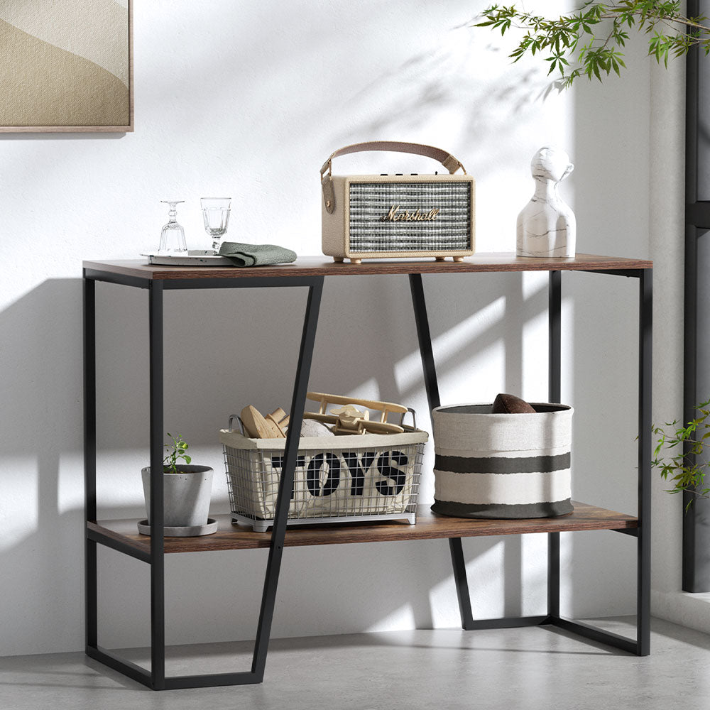 Artiss Console Table 106CM 2-tier Walnut Cora - TRENDZ