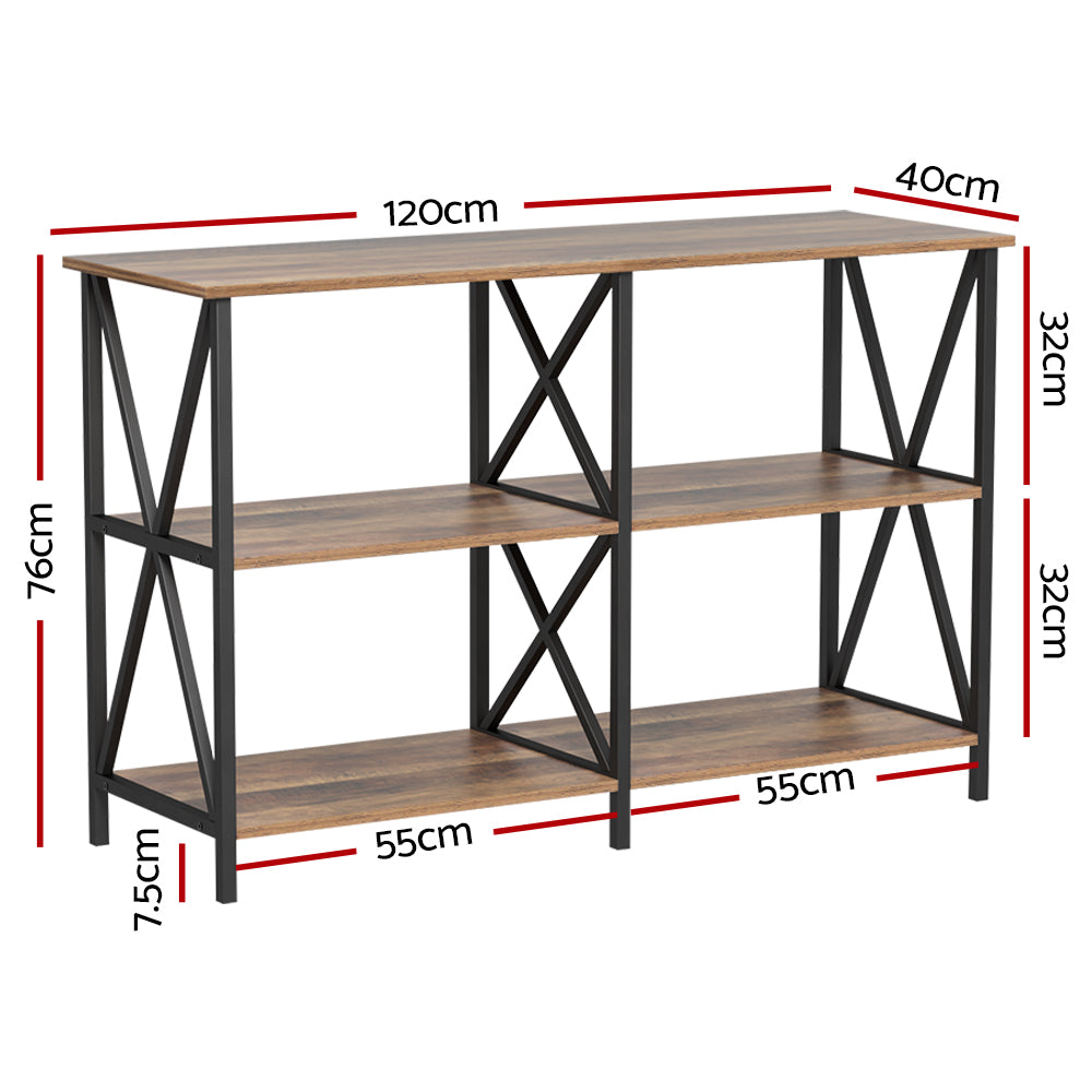 Artiss Console Table 120CM 3-tier Walnut Xiah - TRENDZ