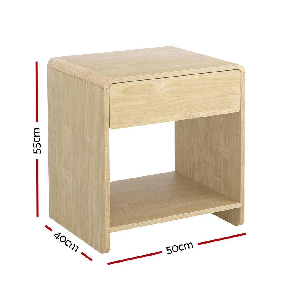 Artiss Bedside Table Drawer Open Shelf Pine - TRENDZ