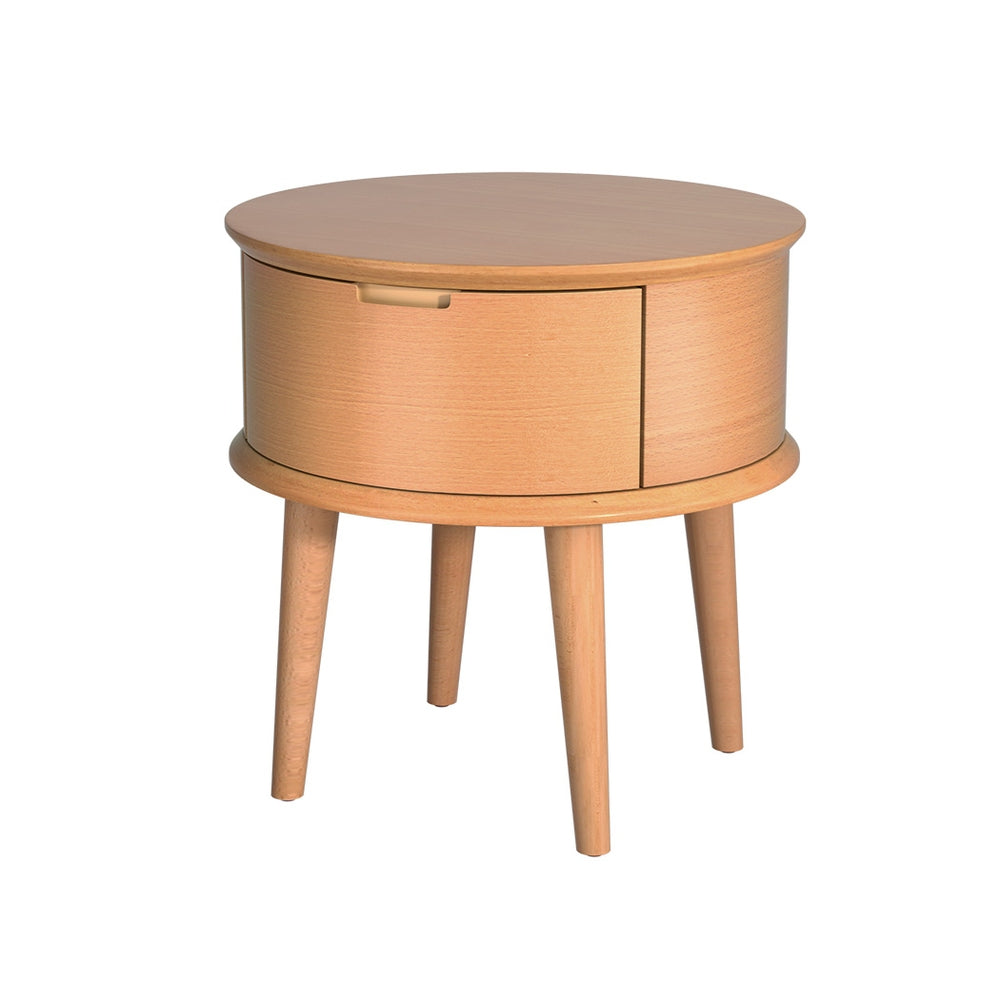 Artiss Bedside Table Drawers Curved Side End Table Storage Nightstand Oak ENZO - TRENDZ