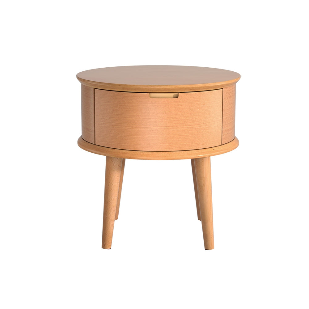 Artiss Bedside Table Drawers Curved Side End Table Storage Nightstand Oak ENZO - TRENDZ