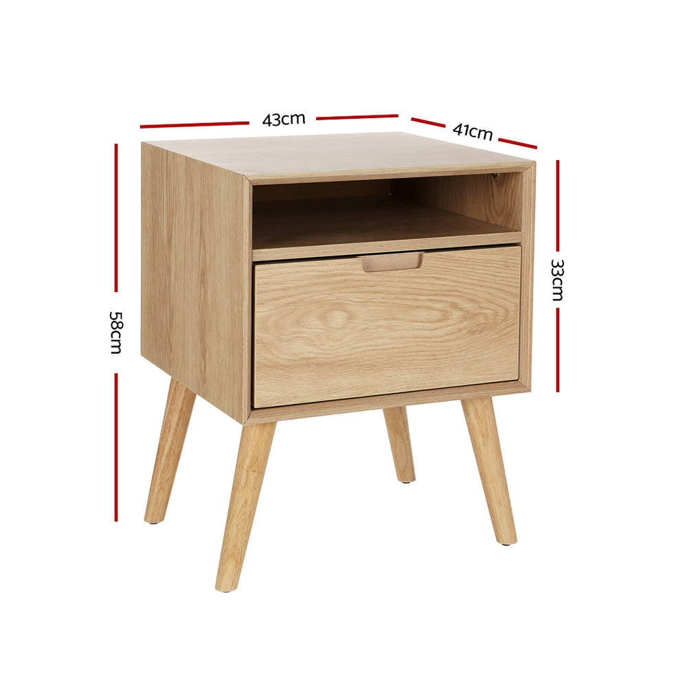 Artiss Bedside Table Drawers Side Table Shelf Storage Cabinet Nightstand GORR - TRENDZ