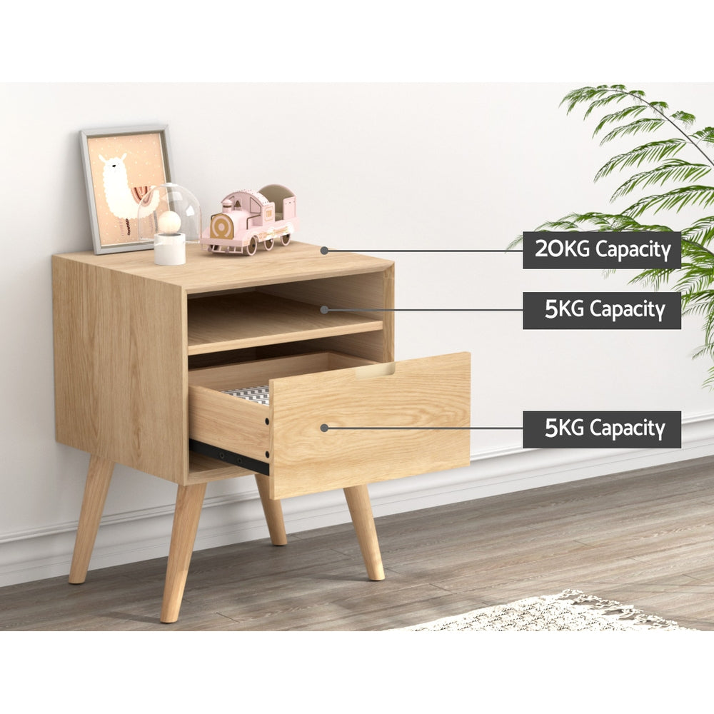 Artiss Bedside Table Drawers Side Table Shelf Storage Cabinet Nightstand GORR - TRENDZ