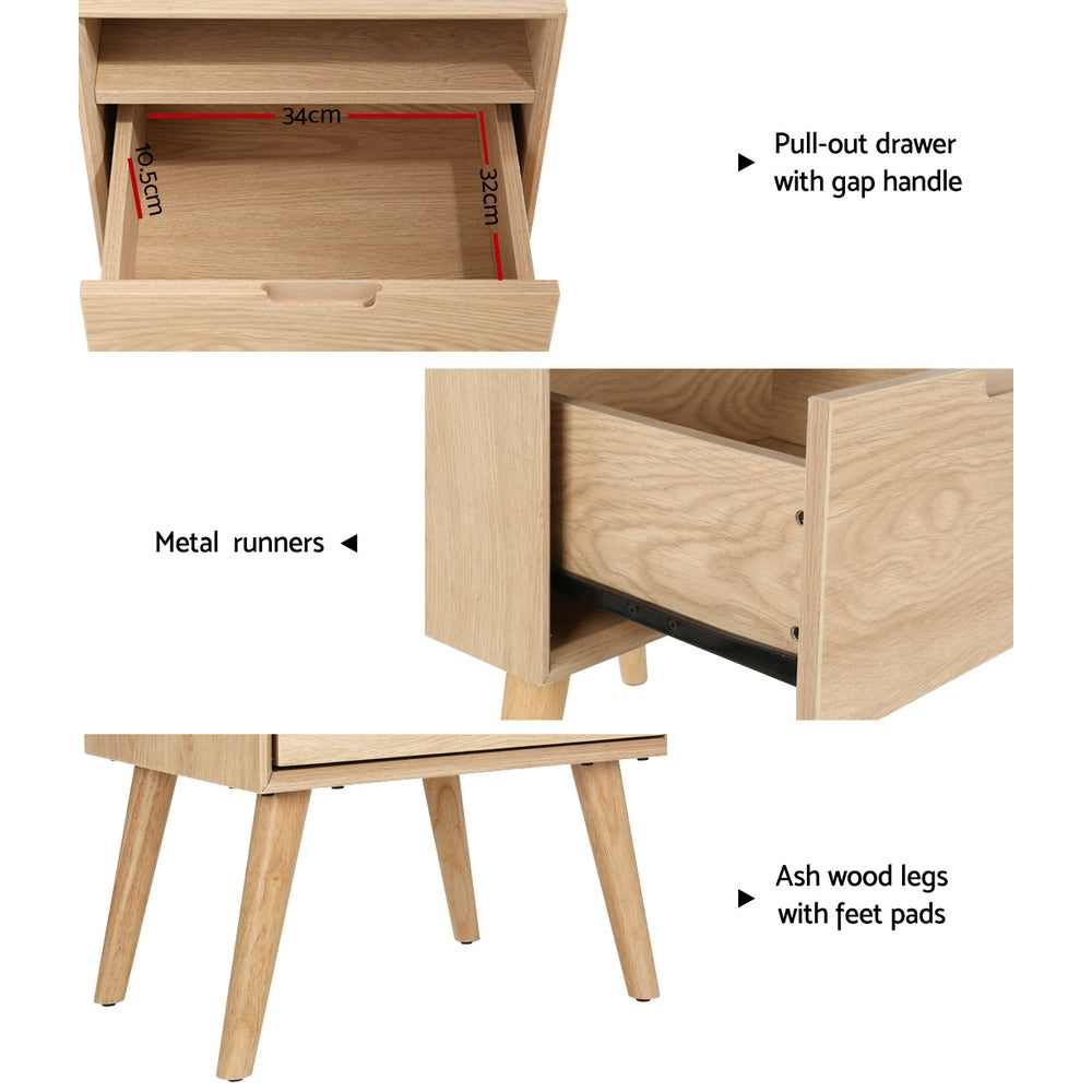 Artiss Bedside Table Drawers Side Table Shelf Storage Cabinet Nightstand GORR - TRENDZ