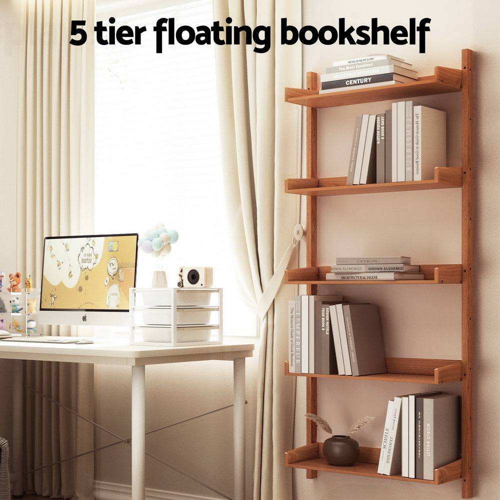 Artiss Bookshelf Floating Shelf CAPIZ Oak - TRENDZ