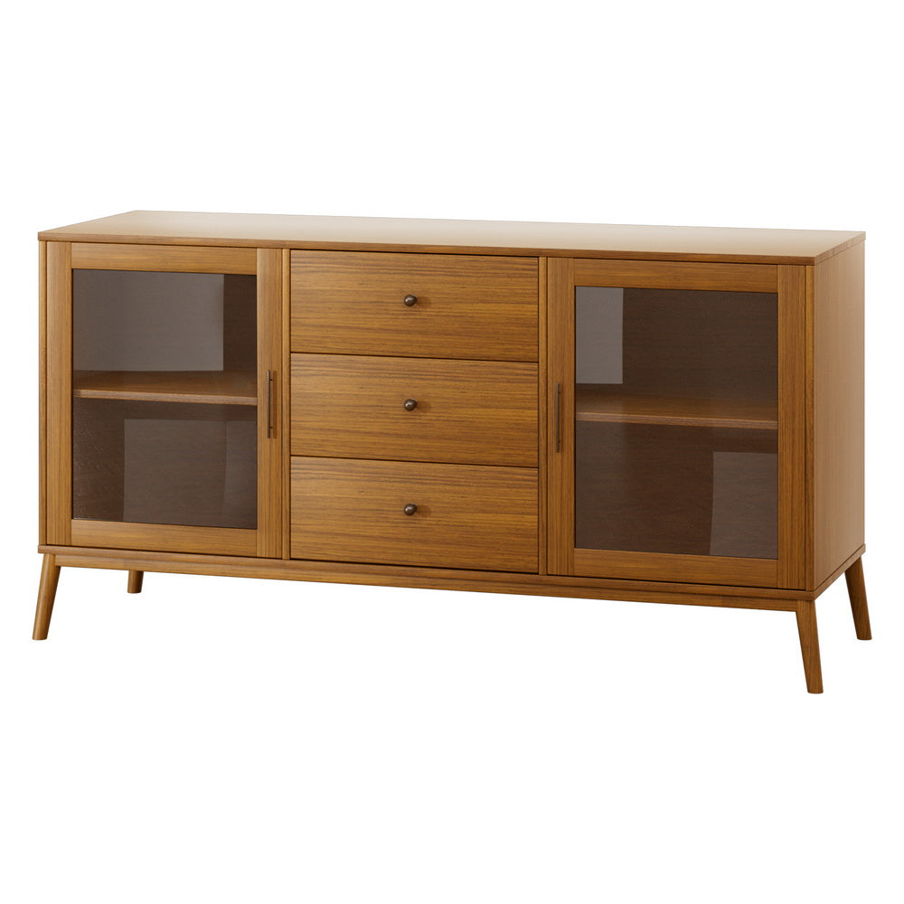 Artiss Buffet Sideboard Glass Doors - Oak - TRENDZ