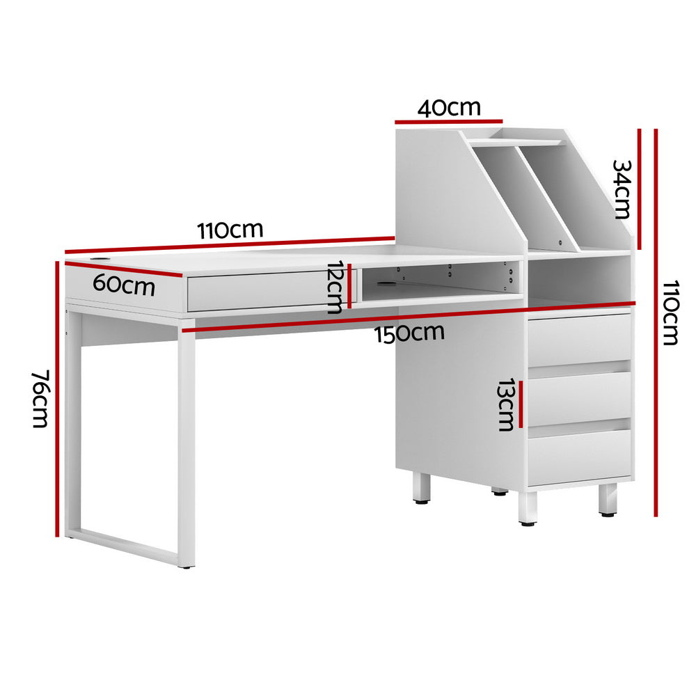 Artiss Computer Desk Office Study Desks Table Drawer Bookshelf - TRENDZ