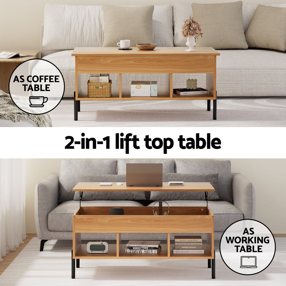 Artiss Coffee Table Lift-top Oak - TRENDZ