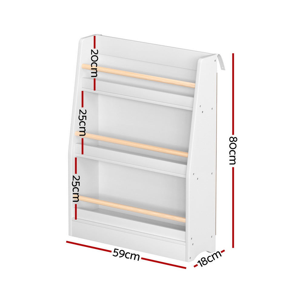 Keezi Kids Bookshelf 3 Tiers Storage Children Bookcase Organiser Display Shelf - TRENDZ