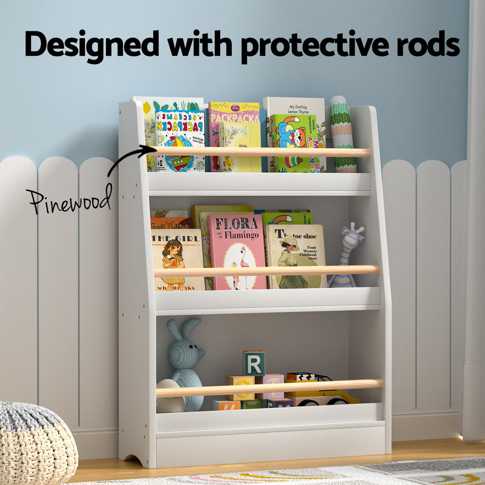 Keezi Kids Bookshelf 3 Tiers Storage Children Bookcase Organiser Display Shelf - TRENDZ