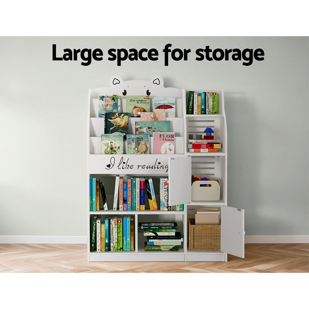 Keezi 4 Tiers Kids Bookshelf Storage Children Bookcase Toy Organiser Display - TRENDZ