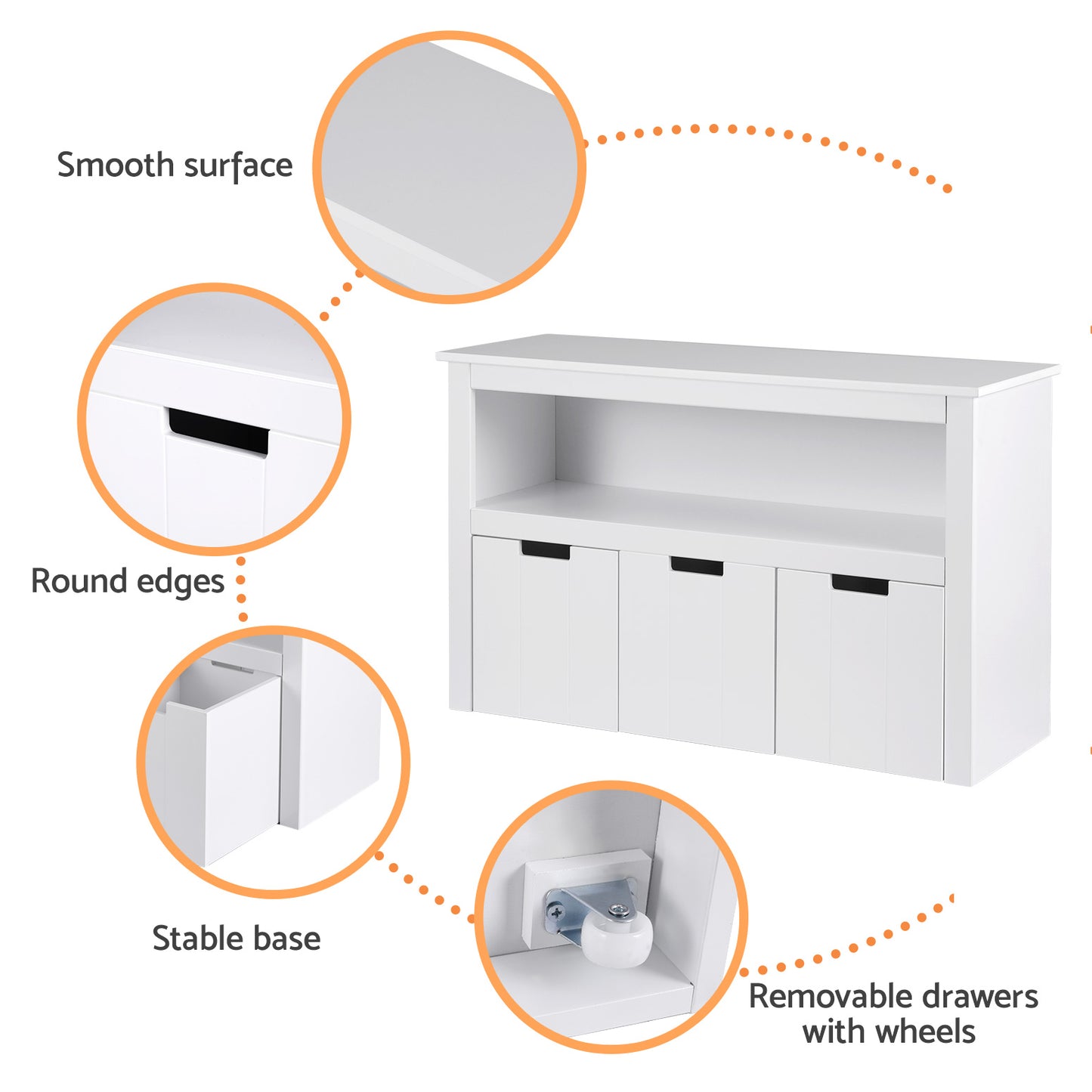 Keezi Kids Bookshelf 3 Drawers Storage Children Bookcase Toy Organiser Display - TRENDZ