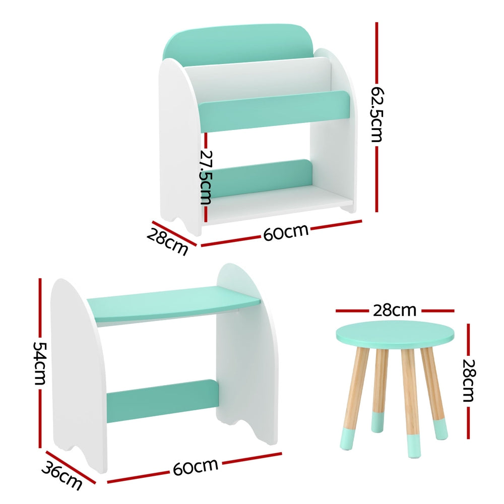 Keezi Kids Bookshelf 2 In 1 Table Chair Set Bookcase Toys Shelves Children Organiser - TRENDZ