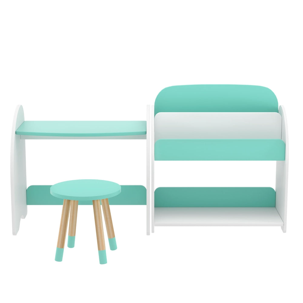 Keezi Kids Bookshelf 2 In 1 Table Chair Set Bookcase Toys Shelves Children Organiser - TRENDZ
