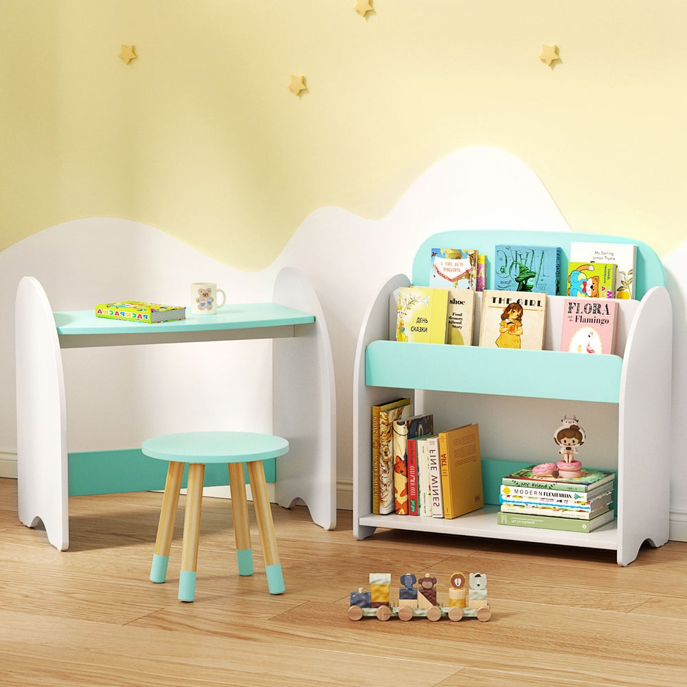 Keezi Kids Bookshelf 2 In 1 Table Chair Set Bookcase Toys Shelves Children Organiser - TRENDZ