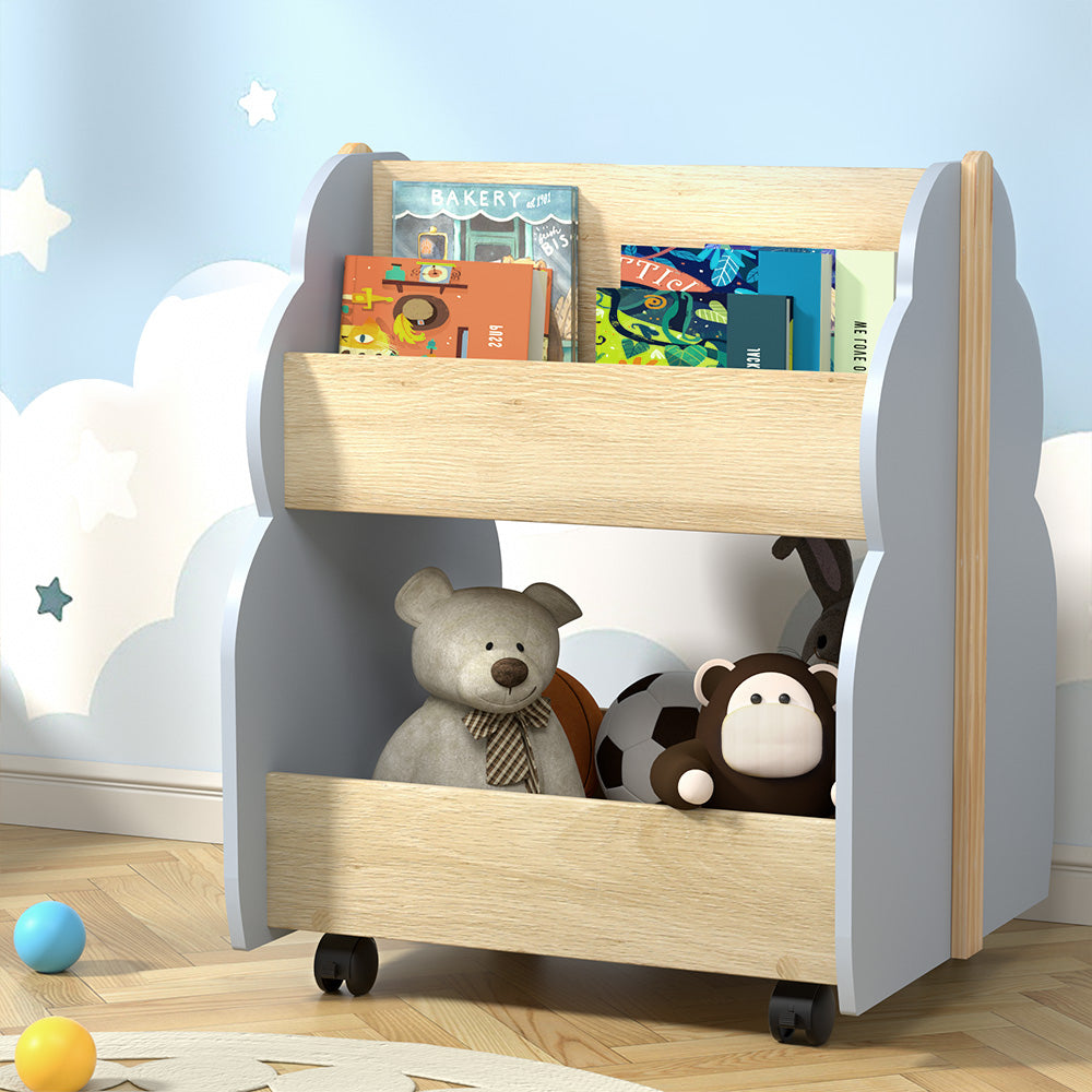 Keezi Kids Toy Box Bookshelf Storage Bookcase Organiser Display Shelf - TRENDZ