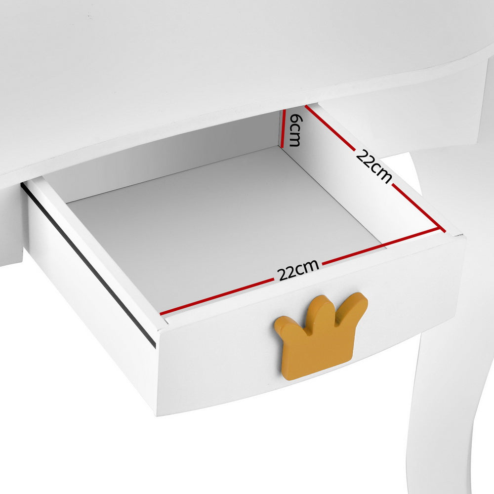 Keezi Kids Dressing Table Vanity Makeup Chair Set Wooden 3 Mirror Drawer White - TRENDZ