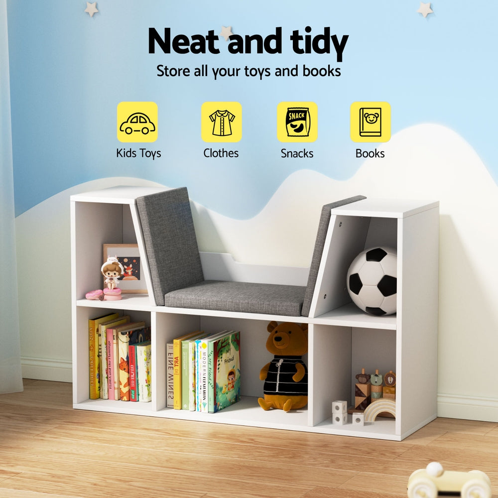 Keezi Kids Bookshelf Bookcase Toys Box Shelves Storage Cabinet Container Children Organiser - TRENDZ