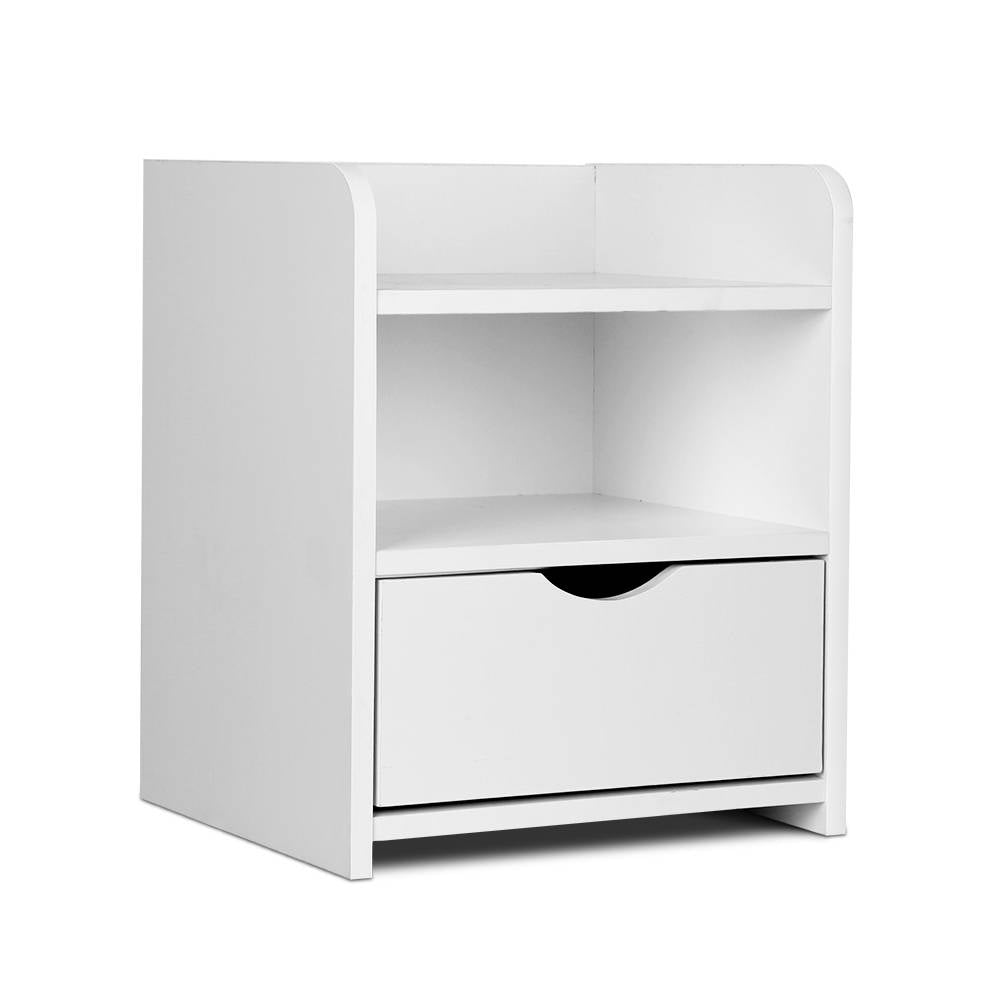 Artiss Bedside Table 1 Drawer with Shelf - FARA White - TRENDZ
