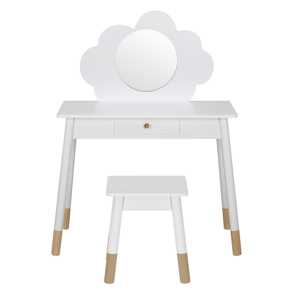 Keezi Kids Dressing Table Chair Set Vanity Makeup Wooden Leg Mirror Drawer - TRENDZ