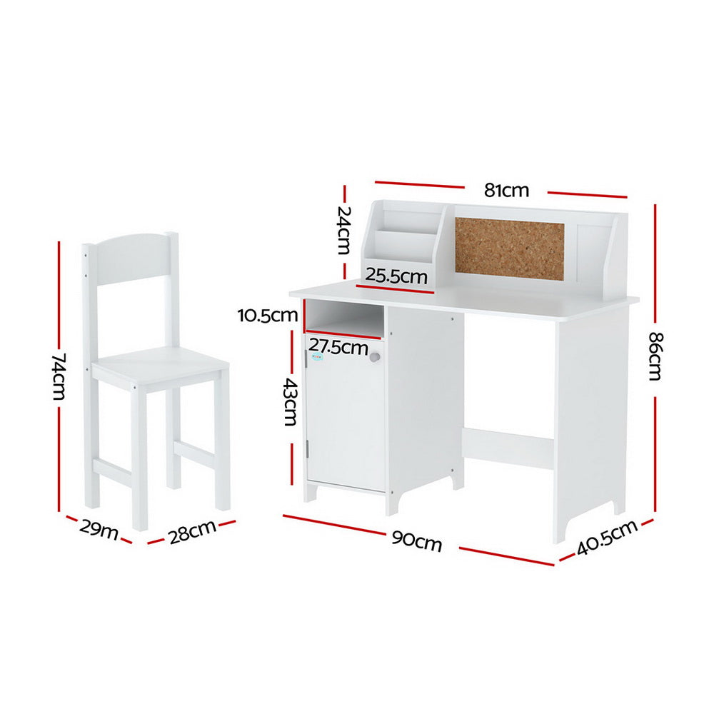 Keezi Kids Table and Chair Set Children Study Play Toys Desk w/ Cabinet Storage - TRENDZ