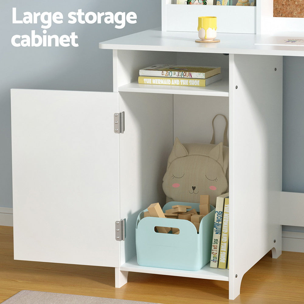 Keezi Kids Table and Chair Set Children Study Play Toys Desk w/ Cabinet Storage - TRENDZ