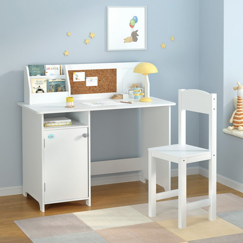 Keezi Kids Table and Chair Set Children Study Play Toys Desk w/ Cabinet Storage - TRENDZ