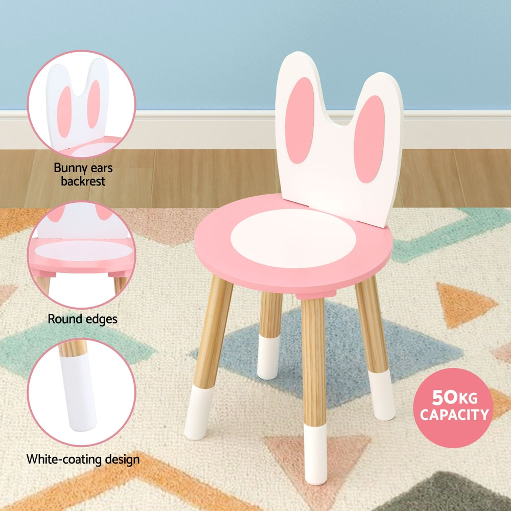 1 Set of Keezi Kids Dressing Table Wooden Bunny Pink - TRENDZ
