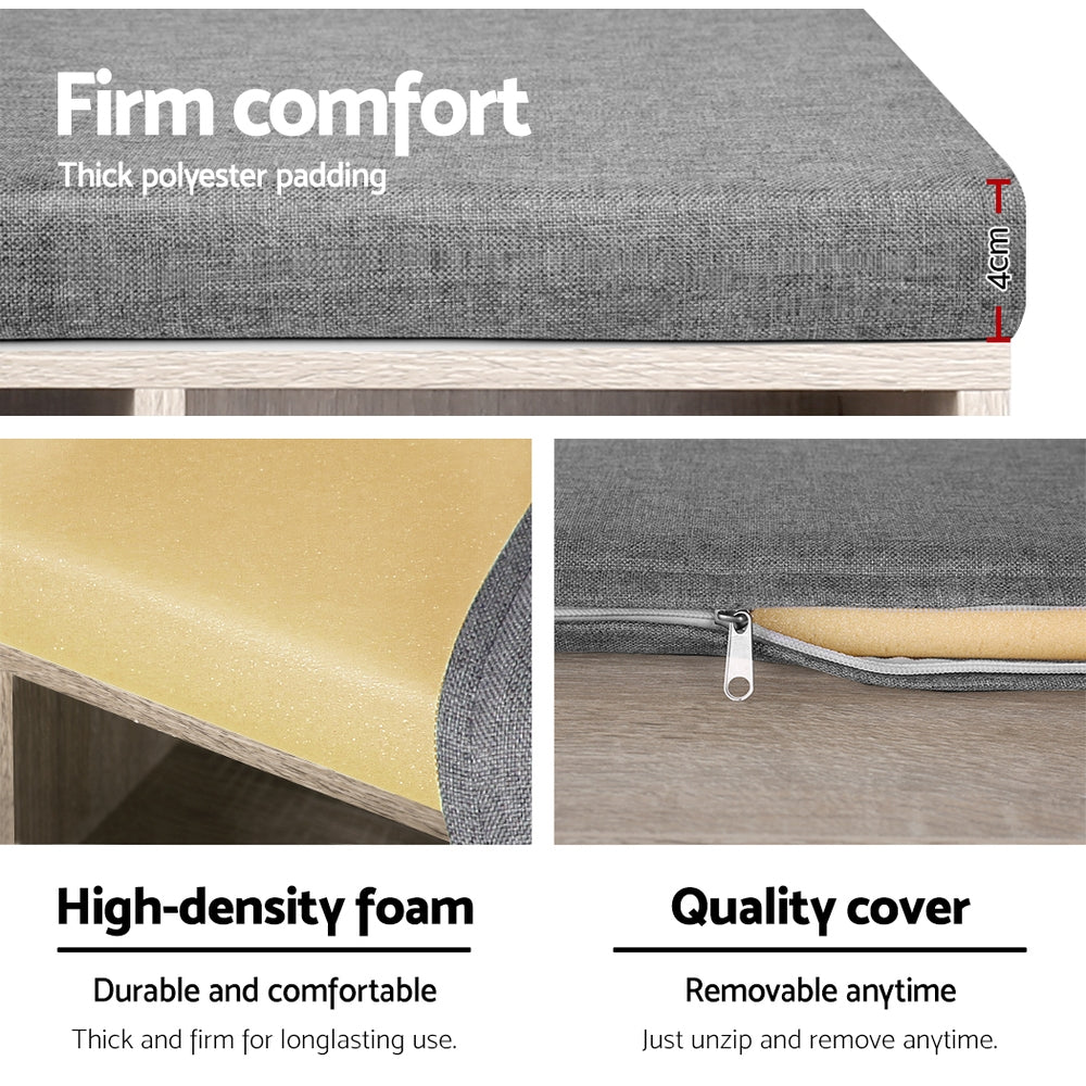 Artiss Shoe Rack Cabinet Shoe Bench Fabric Seat Pine BOA - TRENDZ