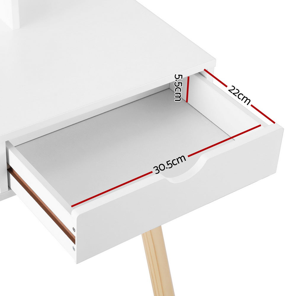 Keezi Kids Dressing Table Vanity Makeup Chair Set with Mirror Drawers Wooden Legs - TRENDZ