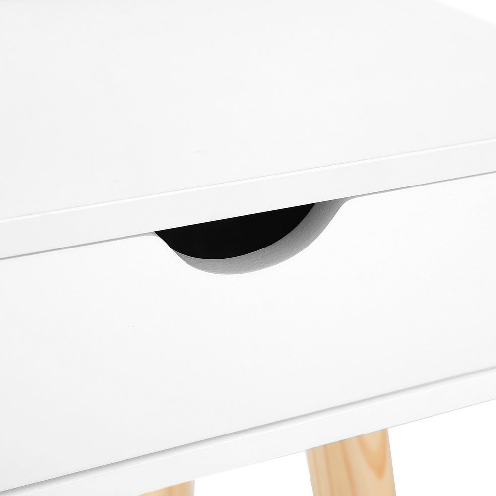 Keezi Kids Dressing Table Vanity Makeup Chair Set with Mirror Drawers Wooden Legs - TRENDZ